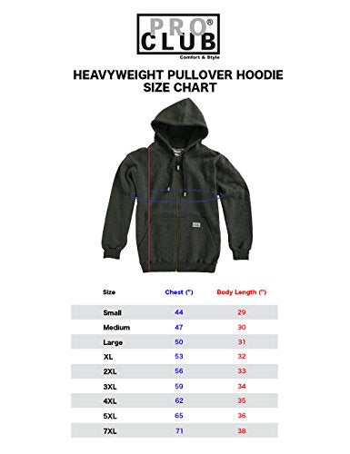 Men's Heavyweight Full Zip Fleece Hoodie - Large Black - Pro Club