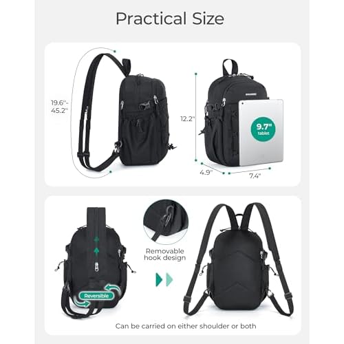 BAGSMART Small Crossbody Sling Bag, Crossbody Daypack, Chest Shoulder Bag Hiking Small Backpack for Casual Travel Sport