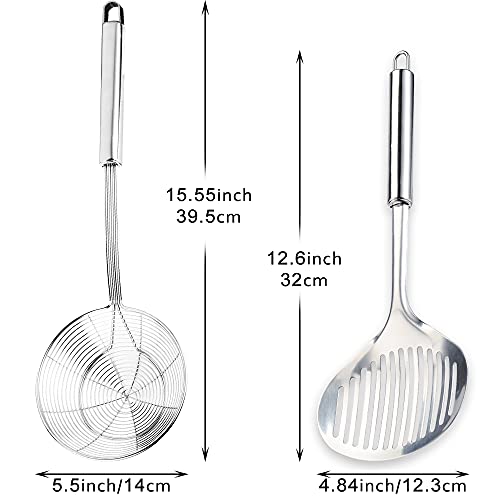 14cm Stainless Steel Slotted Skimmer Ladle for Cooking & Frying - Kitchen Utensil Set