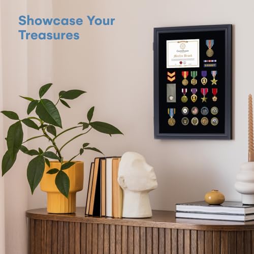 Locking Acrylic Display Case for Medals Pins & Badges 19x14 Shadow Box