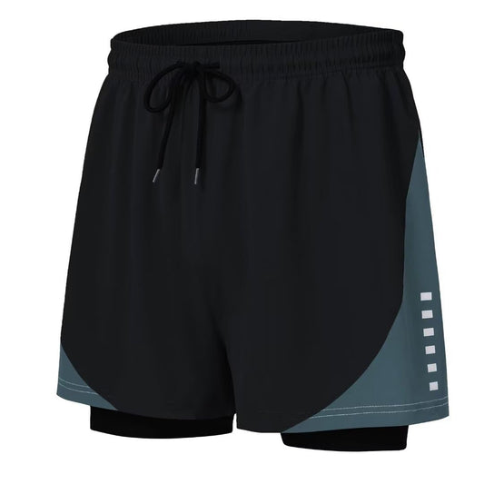 Pdbokew Men's 2 in 1 Running Shorts Lined Workout Shorts Black L