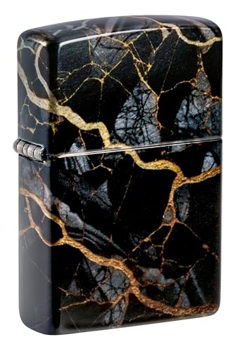 Zippo Fusion Marble Design 540 Tumbled Chrome Pocket Lighter - Chrome / 540 Tumbled Fusion Marble