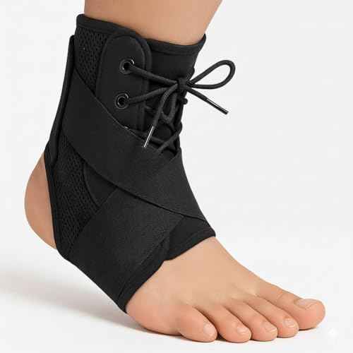 Ankle Brace lace up Stabilizers Adjustable Ankle Support for Sports Protect, Sprained Ankle, Ligament Damage, Injury Recovery (Medium Size)