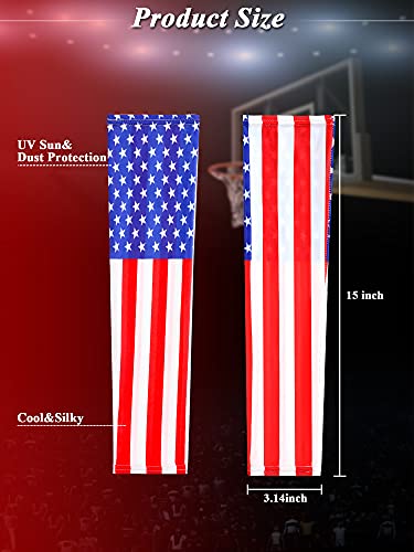 Medium Arm Sleeves for Men Women UV Sun Protection 8 Pairs - Patriotic Style