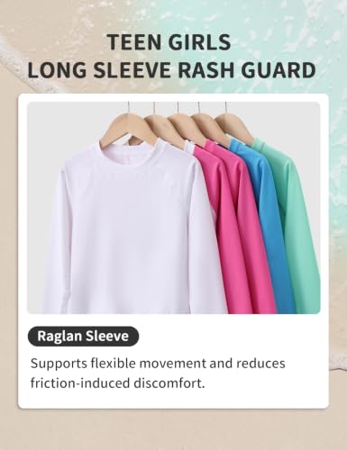 Girls Ruffle Rash Guard Swim Top Long Sleeve Green 14 - Water Sport Shirt