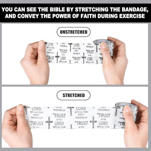 Geiserailie 4 Pcs Cross Tape Christian Athletic Tape 2 Inches x 14.8 ft Elastic Sport Wrist Wrap Jesus Self Adhesive Bandage for Baseball Soccer Football Boxing Tennis Gymnastic Sports Church Gifts