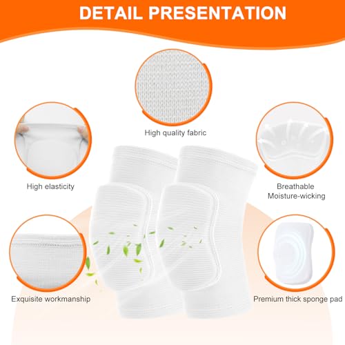 HISFFOG Volleyball Knee Pads for Women Men Youth Kids White Medium