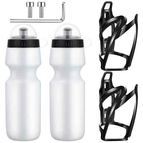 Mifoci Bike Water Bottle Cage with Bottle Bike Water Bottles and Holder 24oz Squeeze Sport Bicycle Accessories for Mountain Outdoor Cycling