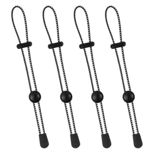 4 Pcs Climbing Stick Holder, Black Backpack Hiking Pole Ropes, Adjustable Bungee Rope, Fixing Buckle Elastic Rope, Hiking Trekking Pole Backpack Bungee Straps for Walking Outdoor Mountaineering