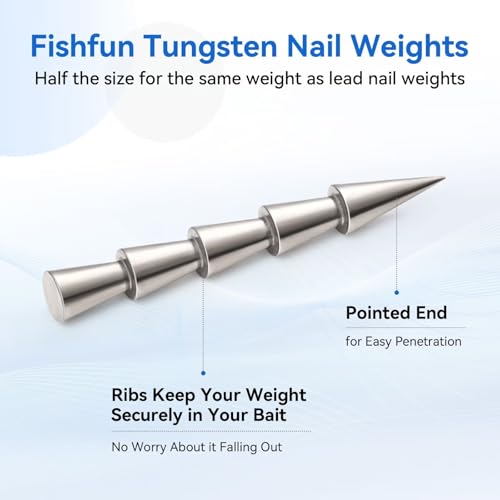 1/16 oz Tungsten Nail Weights for Neko Wacky Rig Fishing - 12 pcs