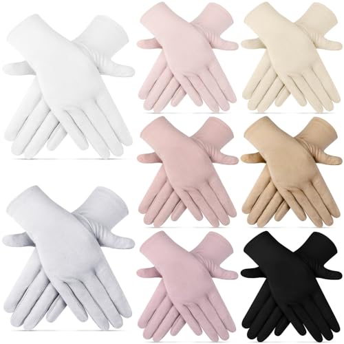 Leumoi 8 Pairs Women UV Gloves Sun Protection Women's Driving Cycling Touchscreen Sunblock Gloves