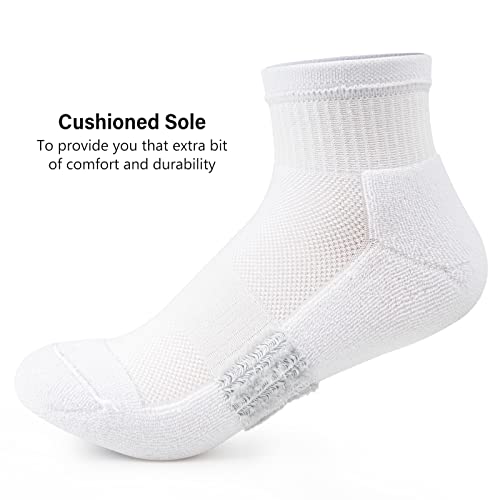 Gonii Ankle Socks Women Athletic Cushioned Running Hiking 6-8 White - 5 Pairs