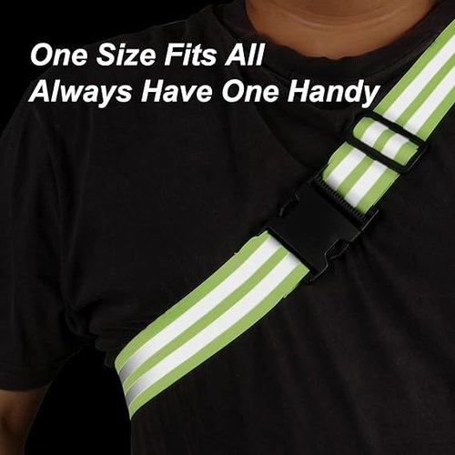 Little World Reflective Belt, Reflective Running Gear Elastic Reflective Sash (10, Green, Orange)