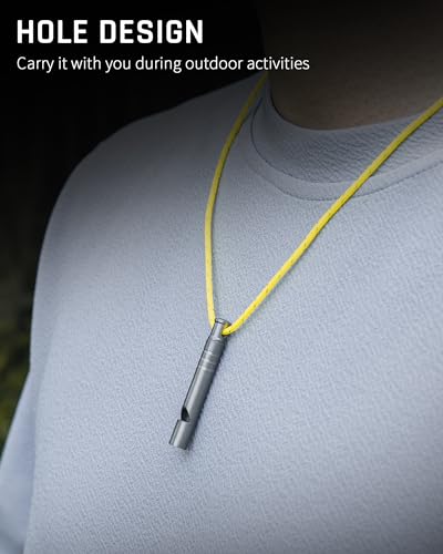 Titanium Emergency Whistle 120dB with Lanyard - Gray 2PCS