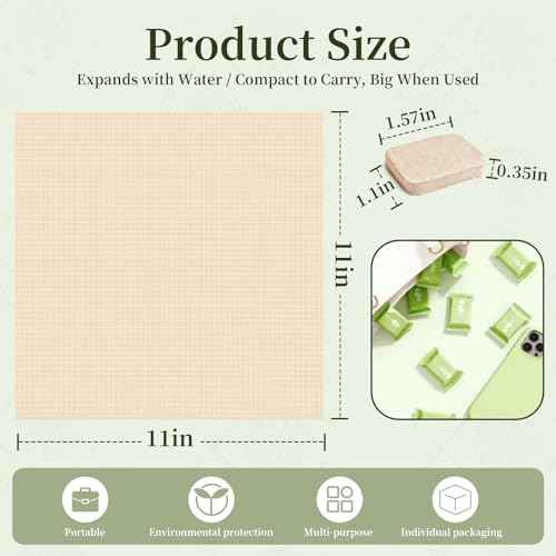 Compressed Bamboo Towels, Unbleached Natural Color, Softer & Thicker, Eco-Friendly & Lint-Free Disposable Washcloths for Travel, Camping, Gym, Hiking, Home Use