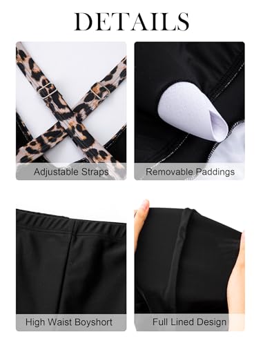 Plus Size Tankini Swimsuit for Women 2026 Hide Belly Bathing Suit Leopard Lily 20