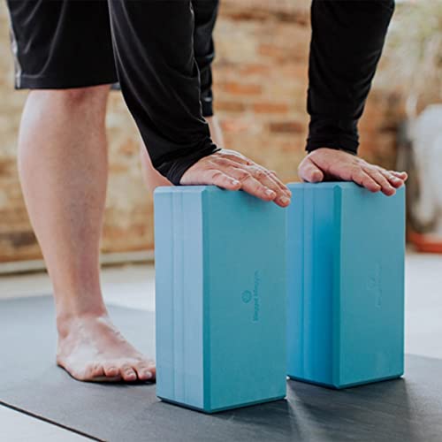 Blue Large Foam Yoga Block - Extra Large Support Beveled Edges for Taller or Less Flexible Yogis