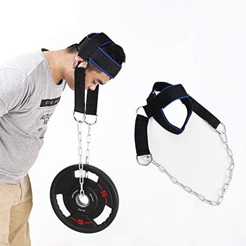 Padded Neck Training Head Harness with Chain Weight Lifting Chin & Head Neck Exerciser Straps Gym Bodbuilding Equipment for Stronger Neck