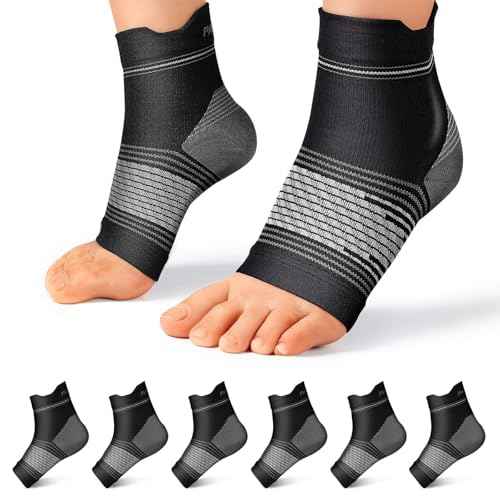 Plantar Fasciitis Sock (6 Pairs) for Men and Women, Compression Foot Sleeves with Arch and Ankle Support (Black, Large)