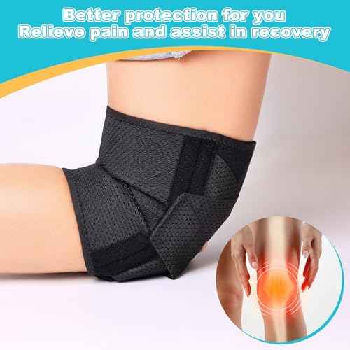 Knee Cross Support Brace - with Patella Gel Pad and Side Stabilizer Lightweight Breathable Mesh Fabric Adjustable Elasticity for Workout Sports and Arthritis (X-Large)