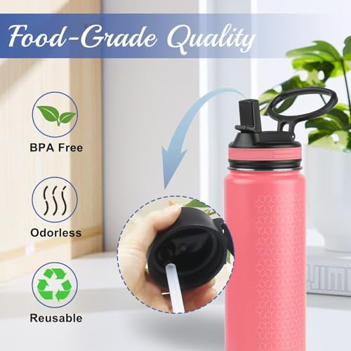 Replacement Straw Set for ThermoFlask Water Bottles - 10 Straws with Brushes & Cutter