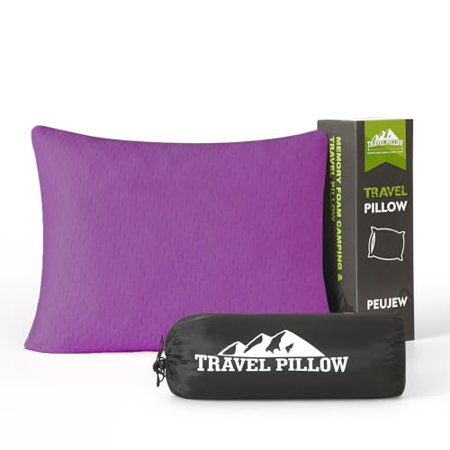 Small Shredded Memory Foam Travel Pillow Purple S - Compressible, Breathable Camping Support