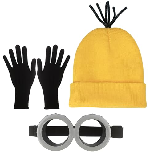 Halloween Costume Accessories Adult Yellow Beanie Hats for Men Women for Cosplay Party Set