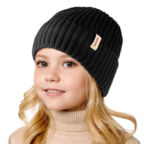 Sukeen Kids Winter Beanie Hat for Girls & Boys - Warm Knitted Hat, Age 3-10, Seepage Proof, Skull Cap for Daily Outdoor Use