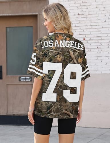 X-Large Oversized Camouflage Jersey Shirt for Women & Men Y2K V Neck Graphic Tee