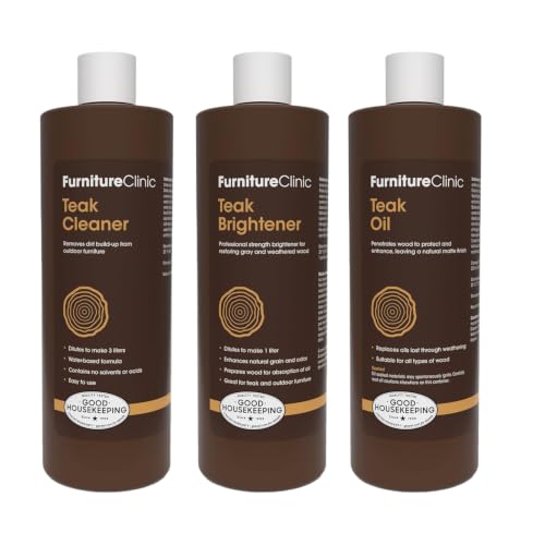 Teak Furniture Care Kit with Cleaner Brightener & Oil for Outdoor Wood