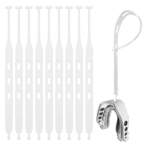 5pcs Rugby Mouth Guard Strap, Football Mouth Piece Tether Only Universal Replacement Strap for Teens Sports Football Rugby Hockey Basketball Boxing for Most Mouthguards Accessories (White)