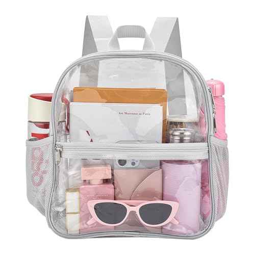 Oraben Clear Backpack for Stadium Events Clear Stadium Backpack 12x6x12 Bag (Nylon Shoulder Straps, Sliver)