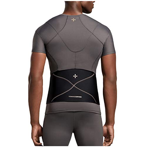 Tommie Copper Back Brace and Posture Corrector for Men S/M Black - Sweat Wicking Support