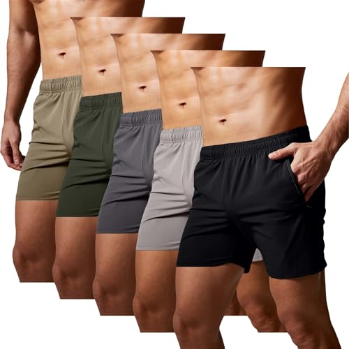 Gym Revolution Men's Workout Running Shorts - Large Polyester Spandex Athletic Shorts