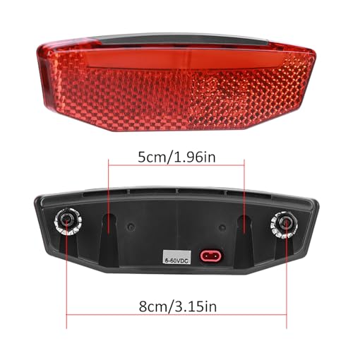 EBike Tail Light, 6V-60V LED Warning Light High Brightness Bike Rear Light Night Riding Equipment Waterproof Connector Electric Bike Accessories for Night Riding Cycling
