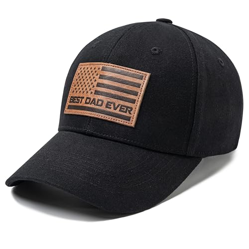 Best Dad Ever American Flag Dad Hat - Black One Size Fathers Day Gift