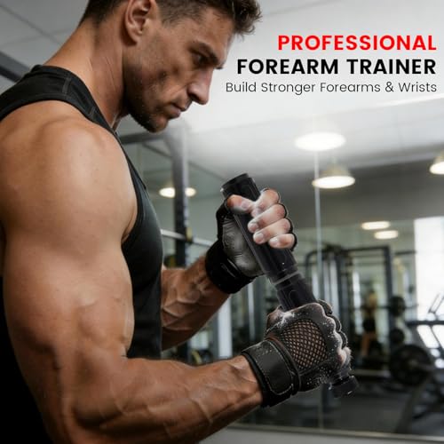 Black Forearm Strengthener Grip Trainer with Silicone Handle - Adjustable Metal Resistance