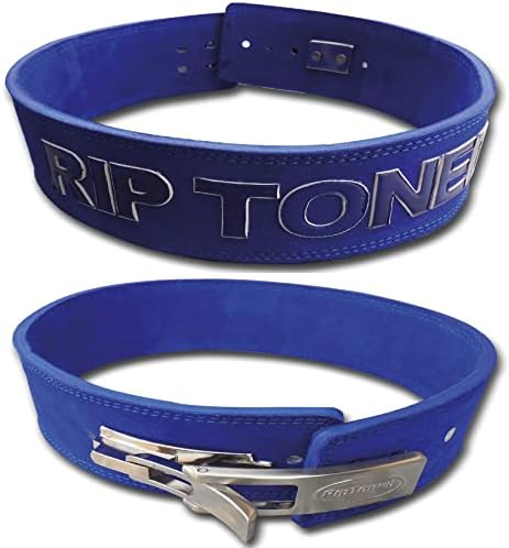 Rip Toned Lever Belt with Bonus Lifting Straps - 4" Leather Weight Lifting & Powerlifting Back Support - 10mm Belt for Strength Training, Xfit, Bodybuilding, MMA