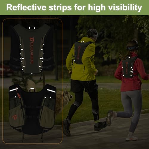 Olive Green 5L Running Vest Hydration Backpack for Men Women, Lightweight Marathon & Trail Pack