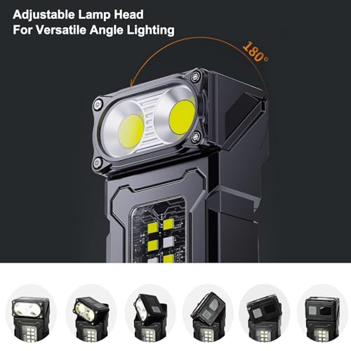 Mini LED EDC Tactical Flashlight - Multifunctional Outdoor Flashlight for Night Working, Running, Camping, Fishing, Hiking, USB C Charging Warning Flash Light Mobile Phone Emergency Power Bank