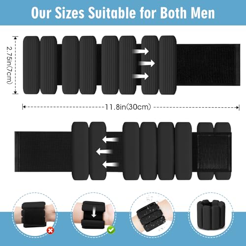 Wrist Weights Set of 2 for Women & Men - Adjustable Silicone Ankle & Wrist Weights, Black