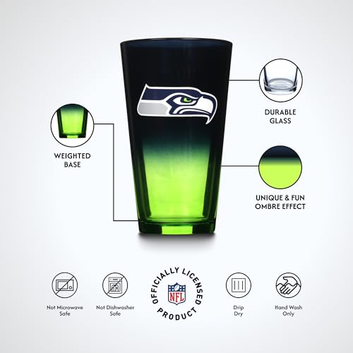 Officially Licensed Ombre Pint Glasses - Seattle Seahawks 2-Pack