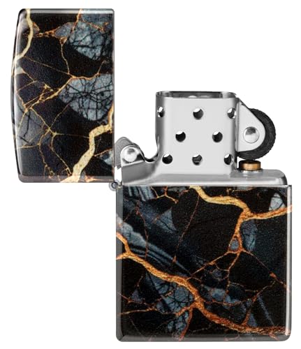 Zippo Fusion Marble Design 540 Tumbled Chrome Pocket Lighter - Chrome / 540 Tumbled Fusion Marble