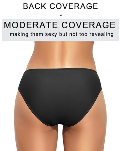 Women Bikini Bottom Full Coverage Swimsuit Bottoms Small Black - Tempt Me