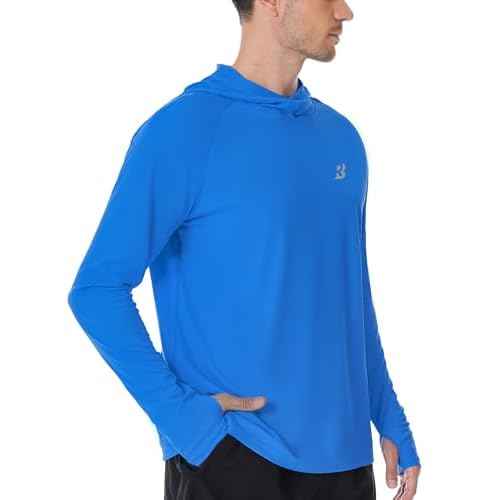 Roadbox Mens UPF 50+ Fishing Shirt, Long Sleeve UV Sun Protection Hoodies, Quick Dry Rash Guard for Hiking Outdoor Working