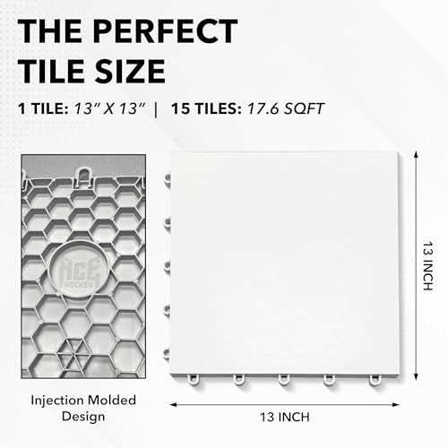 ACE HOCKEY Dryland Flooring Tiles for Hockey Training - 8-Pack Hockey Tiles (9.4 sqft) for Shooting, Passing, Stickhandling - Not Skateable Synthetic Ice Tiles for Hockey Practice