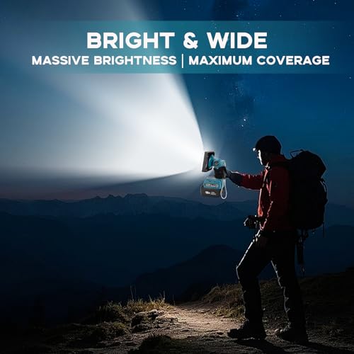 Blue 1500LM LED Work Light for Makita 18V LXT Batteries, Portable Flood Light with USB-C, 90° Rotating Head - Tool Only