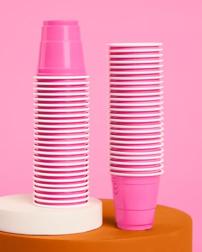 Pink Plastic Shot Glasses 2oz Set of 50 Disposable Party Cups