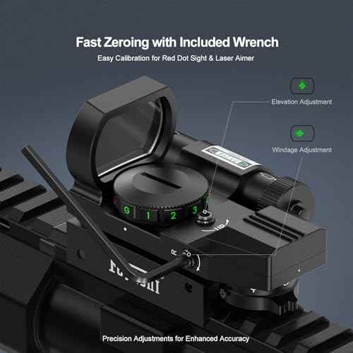 Feyachi Reflex Sight - 4 Reticle Red & Green Dot Sight Optics with Integrated Red/Green Laser Sight Less Than 5mW Output