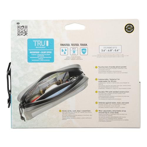Nite Ize RunOff Waterproof Hip Pack - Beach & Hiking Essential - Bag for Phone & Travel Essentials - Crossbody Beach Tote & Travel Pouch with IP67 Rating - Charcoal